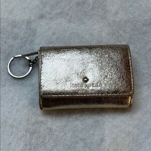 Kate Spade Metallic Gold Leather Coin Case / Key Pouch